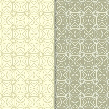 Zeytin yeşili geometrik süsler. Web, Tekstil ve duvar kağıtları için dikişsiz desen seti