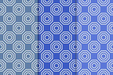 Web, Tekstil ve duvar kağıtları için geometrik Dikişsiz desen mavi seti