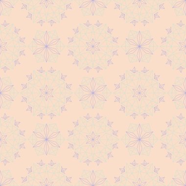 Çiçek seamless modeli. Bej renkli arka plan duvar kağıtları, Tekstil ve kumaş için mor ve mavi çiçek öğeleri ile