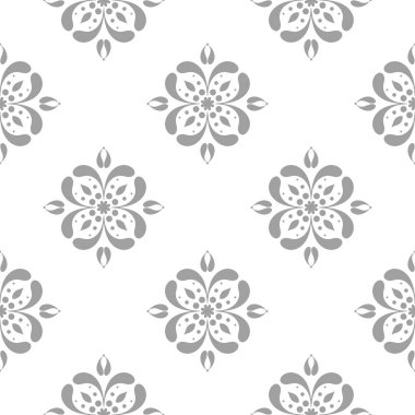 Beyaz arka plan üzerine açık gri çiçek tasarım. Tekstil ve duvar kağıtları için seamless modeli