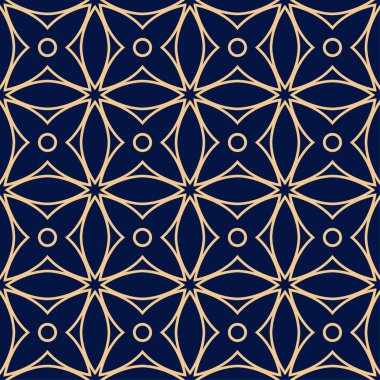 Altın mavi geometrik süsleme. Web, Tekstil ve duvar kağıtları için seamless modeli
