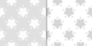Işık gri çiçek süsler. Tekstil ve duvar kağıtları için dikişsiz desen seti