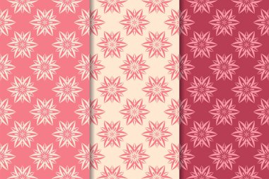 Kırmızı çiçekli süsler kümesi. Kiraz pembe dikey Dikişsiz desen. Duvar kağıdı arka plan