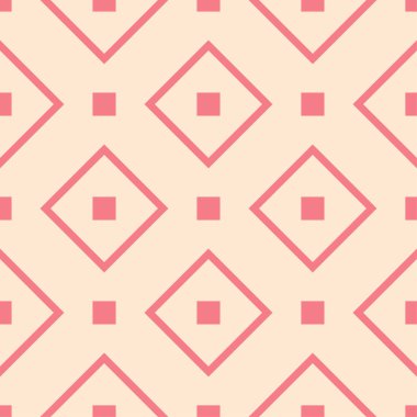 Kırmızı ve bej geometrik süsleme. Web, Tekstil ve duvar kağıtları için seamless modeli