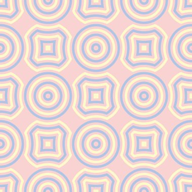 Geometrik pembe renkli Dikişsiz desen duvar kağıtları, Tekstil ve kumaş için mavi ve bej elemanları ile