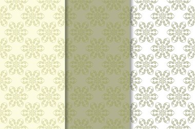 Zeytin yeşili çiçek arka planlar. Tekstil ve duvar kağıtları için dikişsiz desen seti