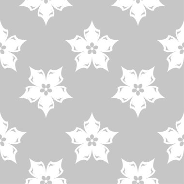 Gri ve beyaz çiçek süsleme. Tekstil ve duvar kağıtları için seamless modeli