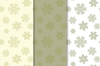 Zeytin yeşili çiçek arka planlar. Tekstil ve duvar kağıtları için dikişsiz desen seti