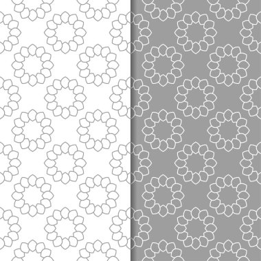 Geometrik süsler kümesi. Gri ve beyaz Dikişsiz desen web, Tekstil ve duvar kağıtları için