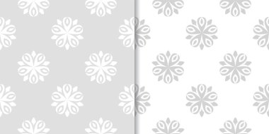 Işık gri çiçek arka planlar. Tekstil ve duvar kağıtları için dikişsiz desen seti