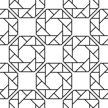 Siyah ve beyaz geometrik süsleme. Web, Tekstil ve duvar kağıtları için seamless modeli