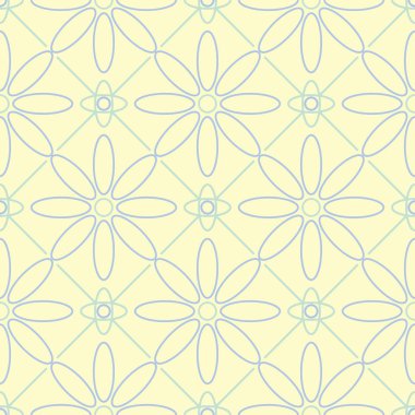 Çiçek seamless modeli. Bej renkli arka plan duvar kağıtları, Tekstil ve kumaş için mavi ve yeşil ışık çiçek öğeleri ile