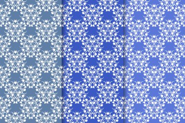 Çiçek desenleri kümesi. Mavi dikey Dikişsiz desen. Duvar kağıdı arka plan