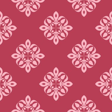 Kırmızı zemin üzerine çiçek süsleme. Tekstil ve duvar kağıtları için seamless modeli