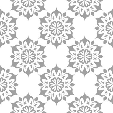 Beyaz arka plan üzerine açık gri çiçek öğe. Tekstil ve duvar kağıtları için seamless modeli