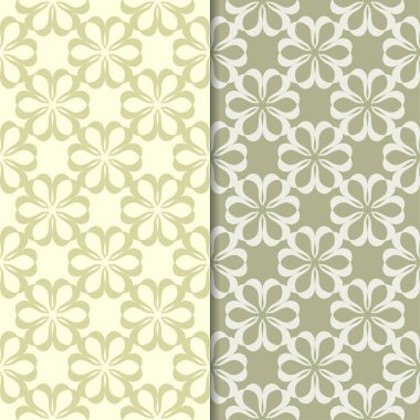 Zeytin yeşili çiçek arka planlar. Tekstil ve duvar kağıtları için dikişsiz desen seti