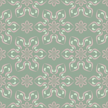 Çiçek seamless modeli. Zeytin yeşili arka plan duvar kağıtları, Tekstil ve kumaş için soluk pembe çiçek öğeleri ile