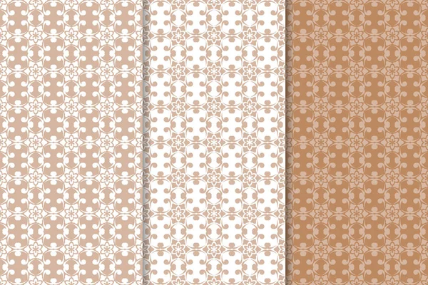 Kahverengi çiçek süsler. Tekstil ve duvar kağıtları için dikey Dikişsiz desen seti