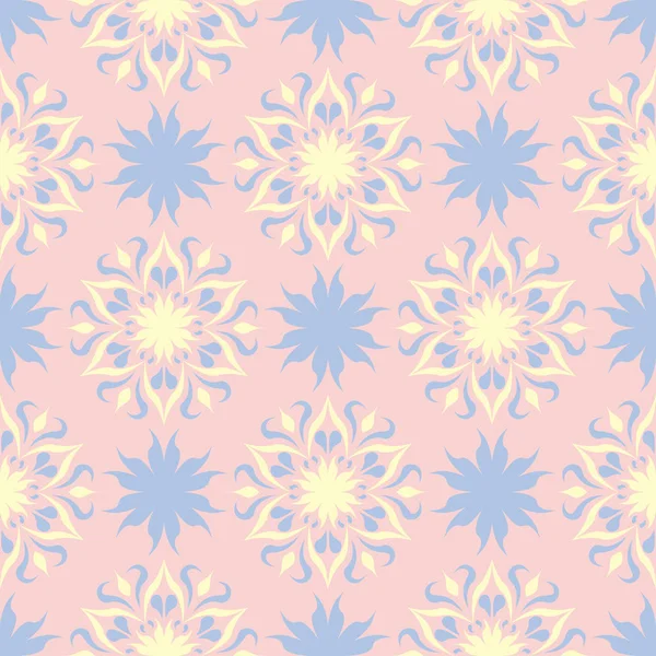 Çiçek soluk pembe sorunsuz bir arka plan. Çiçek desenli duvar kağıtları, Tekstil ve kumaş için ışık mavi ve sarı öğeler