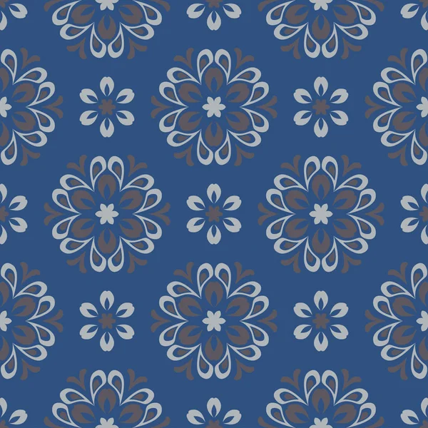 Naadloze Achtergrond Blauw Grijs Bloemmotief Voor Behang Textiel Stoffen — Stockvector