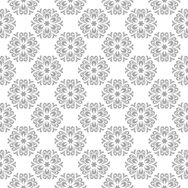 Adorno Floral Gris Claro Sobre Fondo Blanco Patrón Sin Costuras — Vector de stock