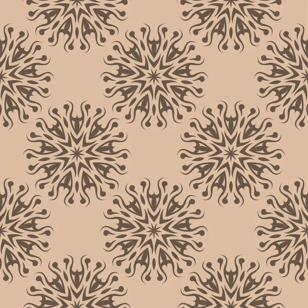 Bruine Bloemen Ornament Beige Achtergrond Naadloze Patroon Voor Textiel Wallpapers — Stockvector