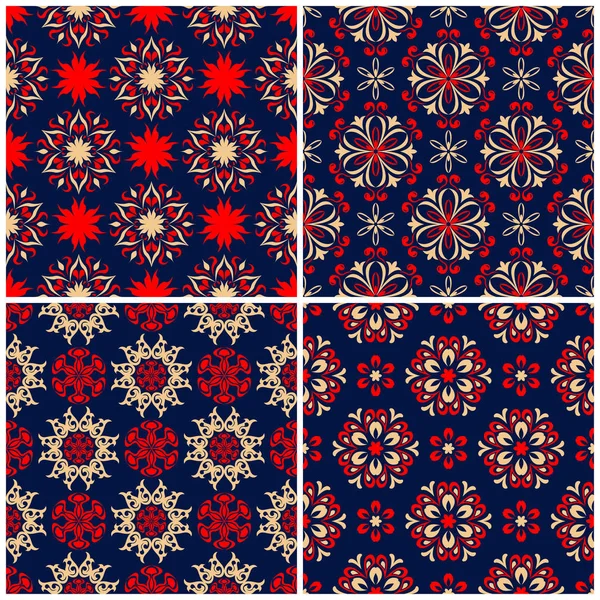 Sorunsuz arka planlar. Duvar kağıtları, Tekstil ve kumaş çiçek desenleri ile mavi klasik bej ve kırmızı belirler