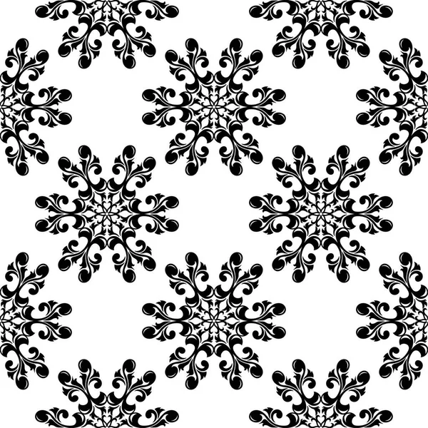 Zwarte Bloemen Ornament Witte Achtergrond Naadloze Patroon Voor Textiel Wallpapers — Stockvector