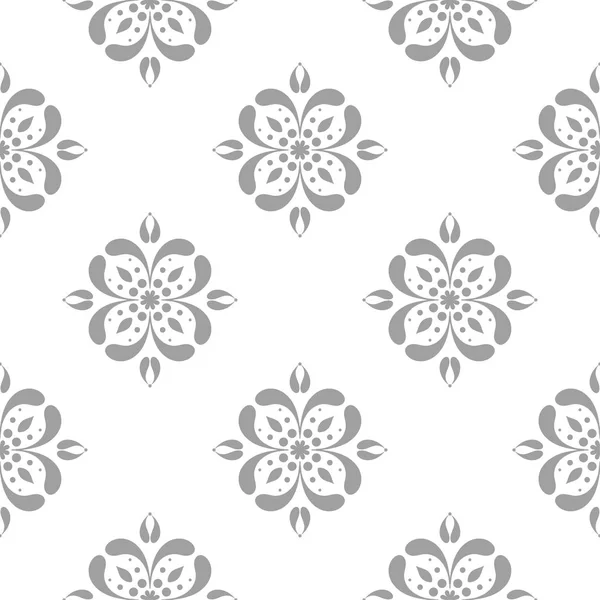 Diseño Floral Gris Claro Sobre Fondo Blanco Patrón Sin Costuras — Vector de stock