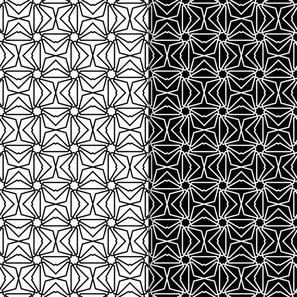 Siyah ve beyaz geometrik süsler. Web, Tekstil ve duvar kağıtları için dikişsiz desen seti