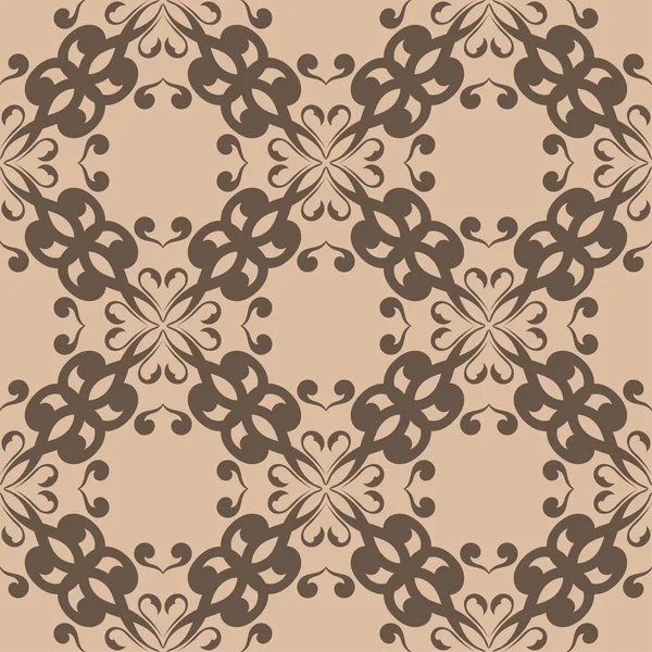 Brown Floral Ornament Beige Background Seamless Pattern Textile Wallpapers — Stock Vector