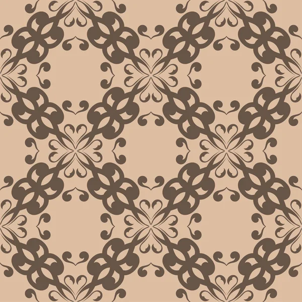 Ornement Floral Brun Sur Fond Beige Modèle Sans Couture Pour — Image vectorielle