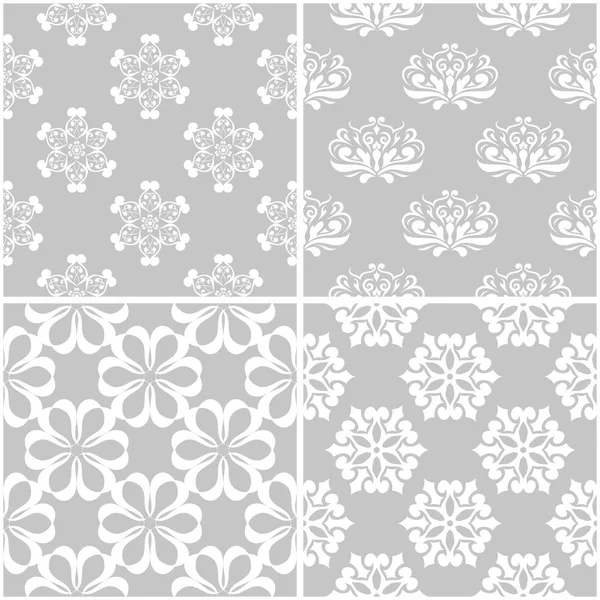 Çiçek desenleri. Tek renkli kesintisiz arka plan gri ve beyaz dizi. Vektör çizim