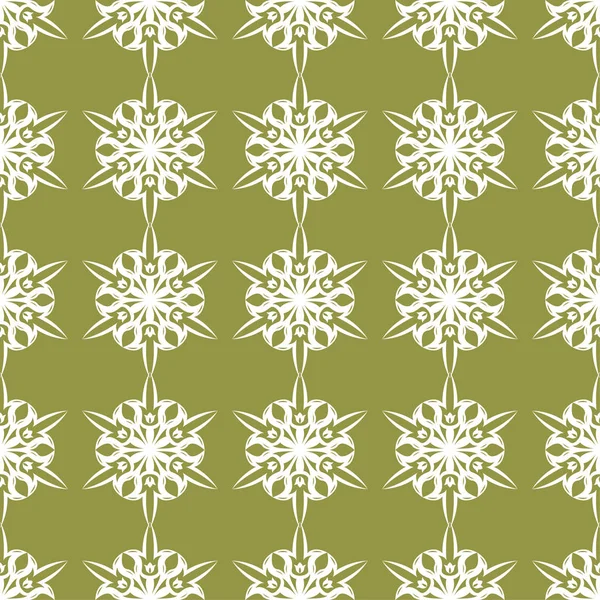 Zeytin yeşil zemin üzerine beyaz çiçek tasarım. Tekstil ve duvar kağıtları için seamless modeli