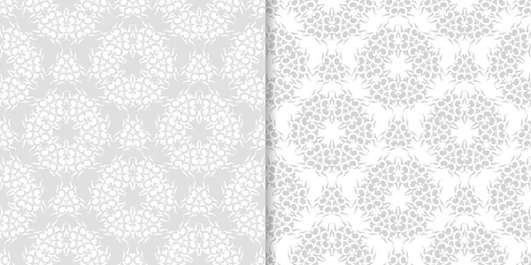 Světle Šedá Sada Květinové Pozadí Bezproblémové Vzory Pro Textil Tapety — Stockový vektor