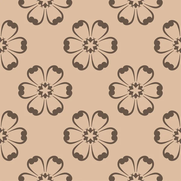 Diseño Ornamental Floral Marrón Sobre Fondo Beige Patrón Sin Costuras — Archivo Imágenes Vectoriales