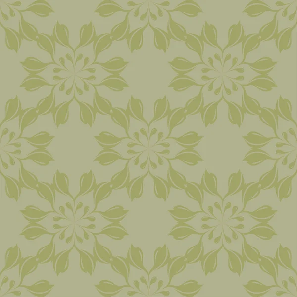 Olive Green Floral Ornamental Design Seamless Pattern Textile Wallpapers — Stock Vector