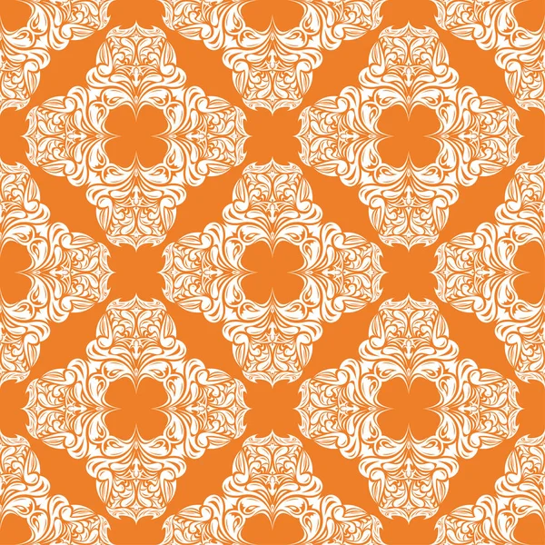 Orangefarbener Und Weißer Blumenschmuck Nahtloses Muster Für Textilien Und Tapeten — Stockvektor