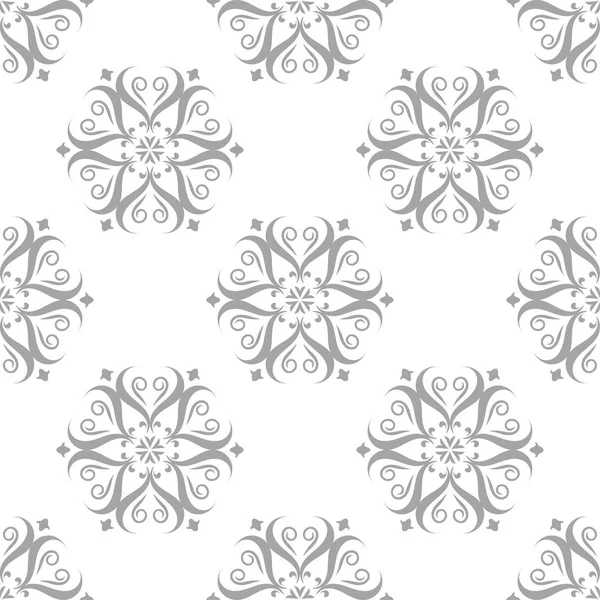 Hellgraues Blumenmuster Auf Weißem Hintergrund Nahtloses Muster Für Textilien Und — Stockvektor
