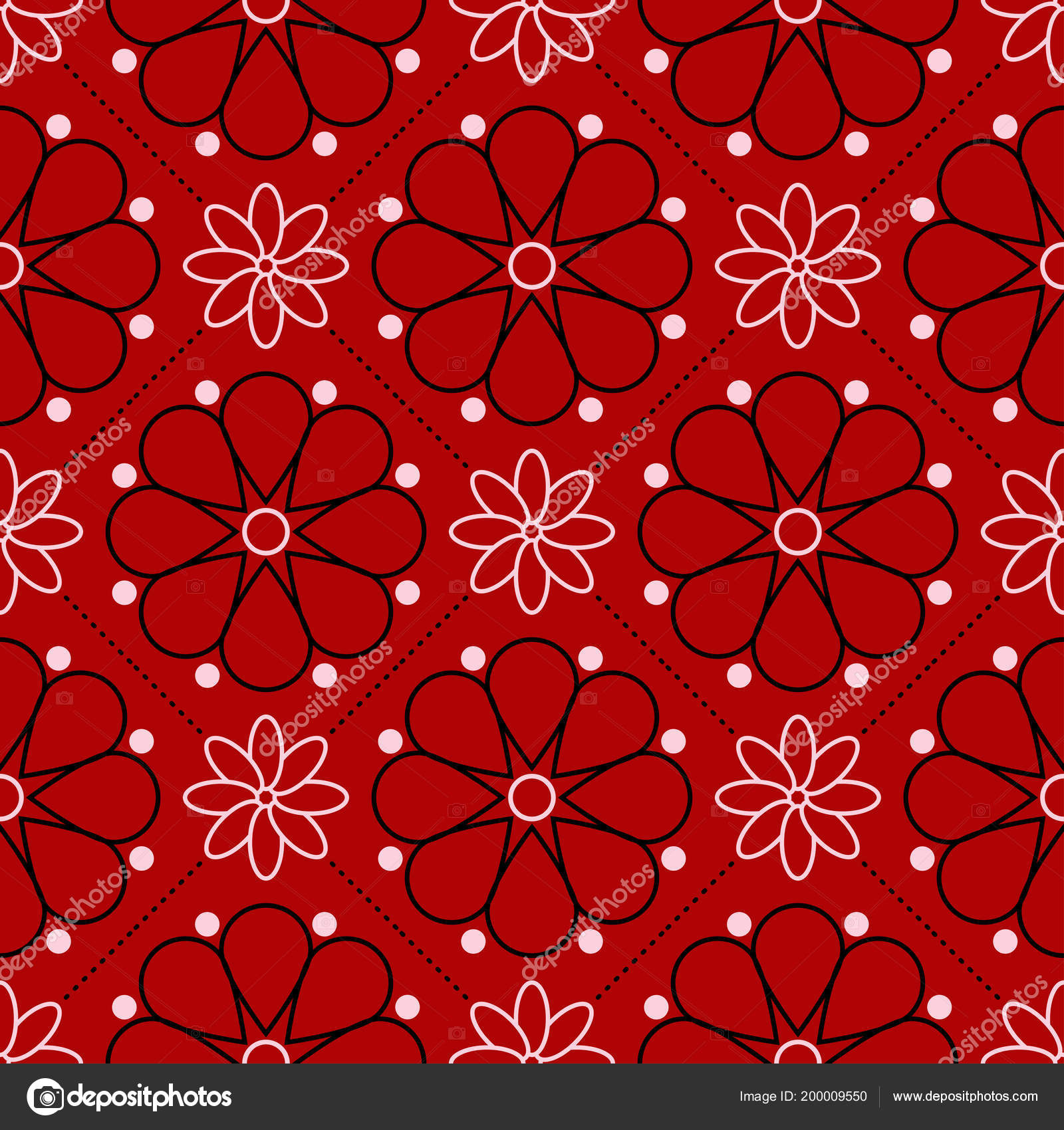 Rouge Motif Transparent Avec Motif Floral Noir Blanc Fond