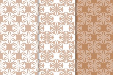 Kahverengi çiçek süsler. Tekstil ve duvar kağıtları için dikey Dikişsiz desen seti