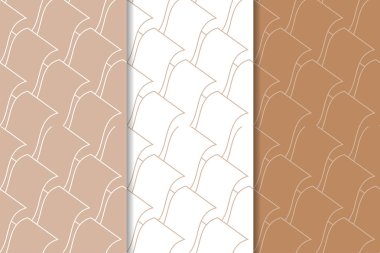 Kahverengi ve beyaz geometrik süsler. Web, Tekstil ve duvar kağıtları için dikişsiz desen seti