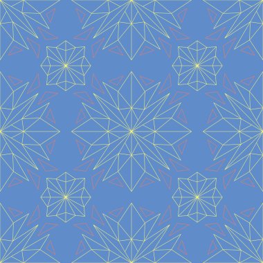 Çiçek tasarım ile mavi seamless modeli. Renkli arka plan ile kırmızı sarı çiçek öğeleri