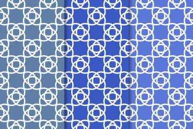 Web, Tekstil ve duvar kağıtları için geometrik Dikişsiz desen mavi seti