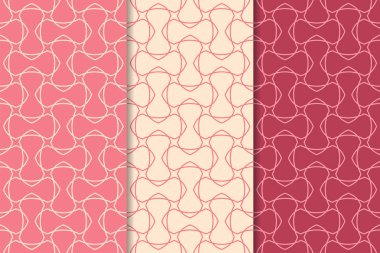 Kiraz kırmızısı geometrik süsler. Web, Tekstil ve duvar kağıtları için dikey Dikişsiz desen seti