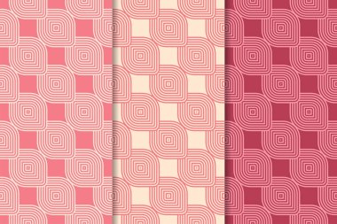 Kiraz kırmızısı geometrik süsler. Web, Tekstil ve duvar kağıtları için dikey Dikişsiz desen seti