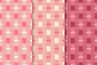 Kiraz kırmızısı geometrik süsler. Web, Tekstil ve duvar kağıtları için dikey Dikişsiz desen seti