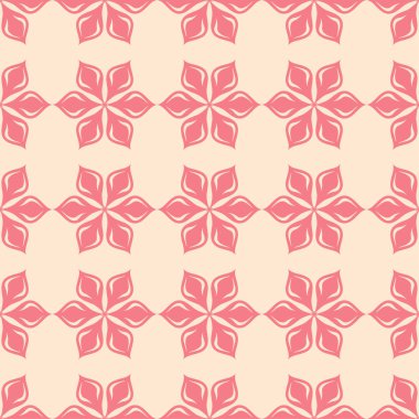 Bej renkli arka plan üzerinde kırmızı çiçekler. Tekstil ve duvar kağıtları için süs seamless modeli