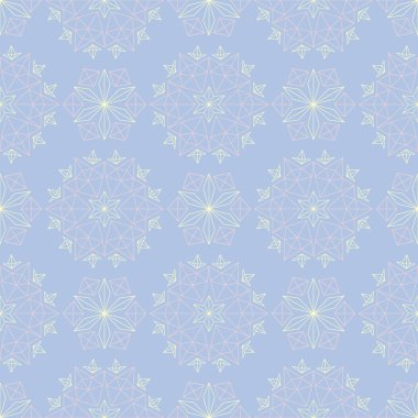 Çiçek seamless modeli. Soluk mavi arka plan bej ve pembe çiçek öğeleri