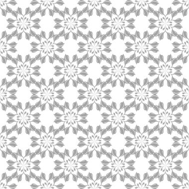 Işık gri çiçek sorunsuz süsleme beyaz arka plan üzerinde. Tekstil ve duvar kağıtları için seamless modeli